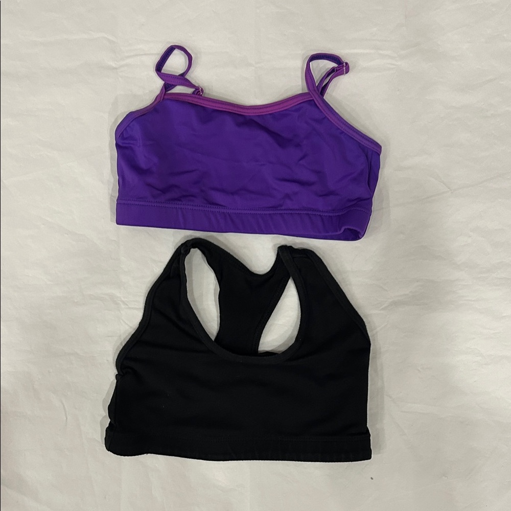 balera Purple and Black Kids Sports Bra Set